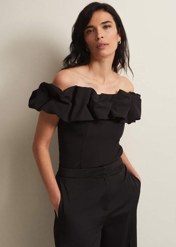 Phase Eight Mallorary Off The Shoulder Shirts Black Canada | UOVMWX-278